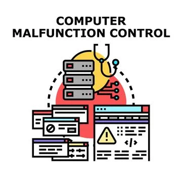 Computer malfunction control system diagnostics and support Stock-Illustration
