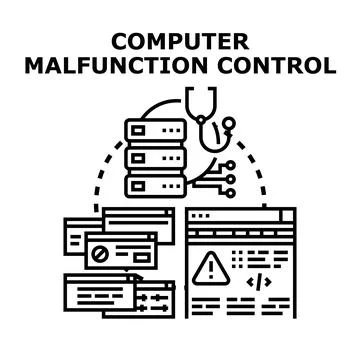 Computer malfunction control system diagnostics and support 库存插图