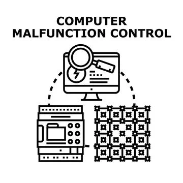 Computer malfunction control system error diagnosis Stock Illustration