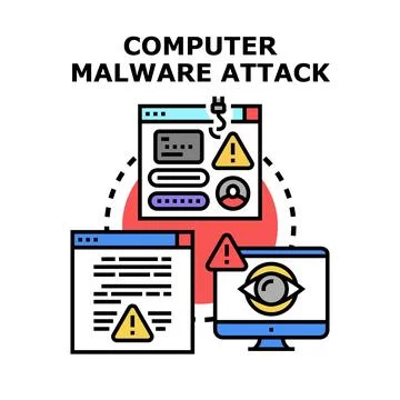 Computer malware attack concept capturing cybercrime 스톡 일러스트