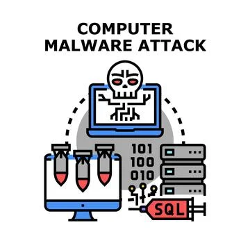 Computer malware attack cyber security concept 스톡 일러스트