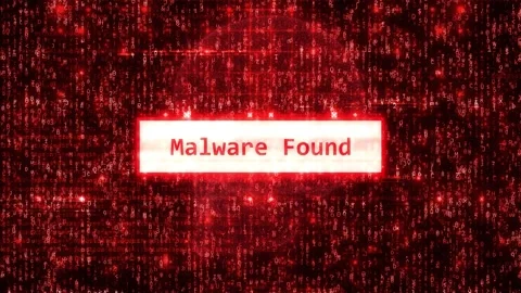 Computer Malware Found Alert on Red Hacking Background Stock Footage 303328140