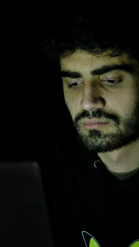 Computer man night Stock Footage 296058556