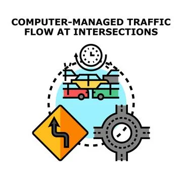 Computer managed traffic flow improving urban transportation イラスト素材