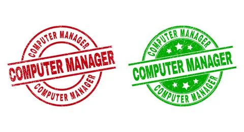 COMPUTER MANAGER Round Watermarks with Corroded Texture Illustrazione stock