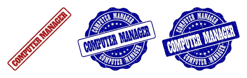 COMPUTER MANAGER Scratched Stamp Seals Illustrazione stock