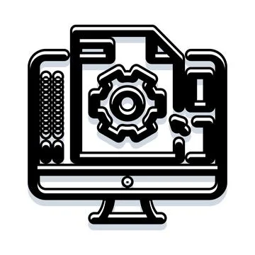Computer managing file settings and data processing 库存插图