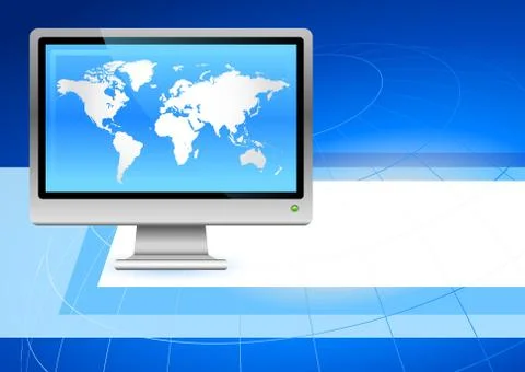 Computer map on abstract internet background Stock Illustration