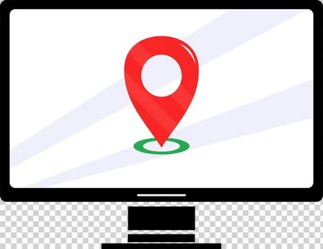 Computer with maps icon Stock Illustration