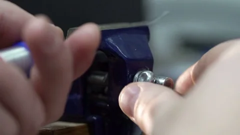 Computer master uses a vise Video stock 71244813