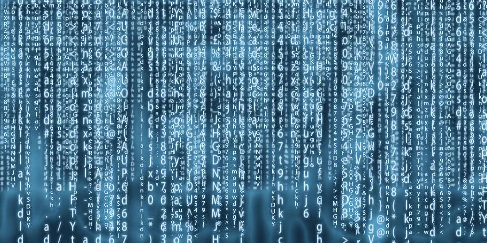Computer matrix background art design. Digits on screen. Abstract concept gra Stock Photos