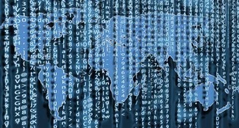 Computer matrix background art design. Digits on screen. Abstract concept gra Stock Photos