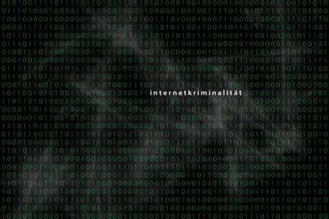 Computer matrix with word cybercrime Germany Europe Illustrazione stock