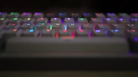 Computer mechanical keyboard viewing footage font side Stock Footage 290950847