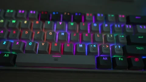Computer mechanical keyboard zoom out view video footage Stock Footage 290944607