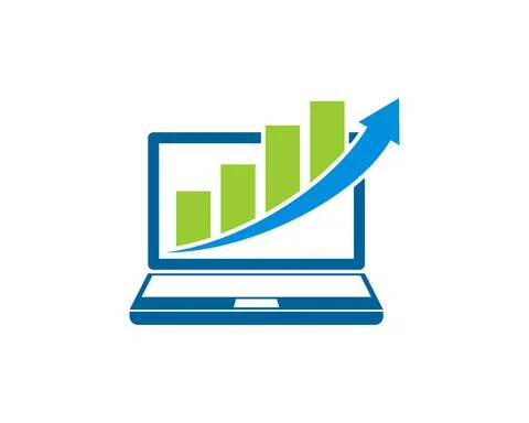 Computer media with finance bar inside Stock Illustration