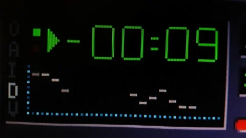 Computer media player countdown close up with audio spectrum analyzer Stock Footage 136469072