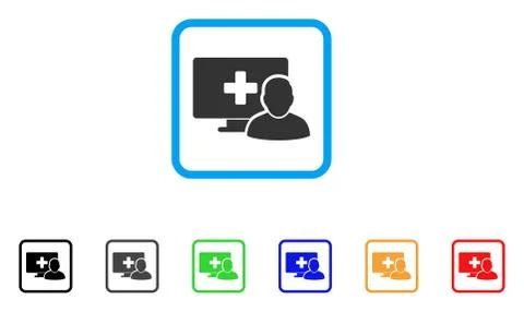 Computer Medical Client Framed Vector Icon Stock Illustration