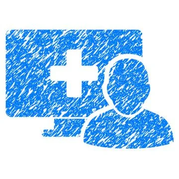 Computer Medical Client Grunge Icon Stock Illustration