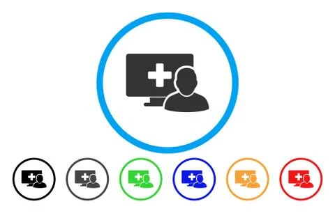 Computer Medical Client Rounded Vector Icon Stock Illustration
