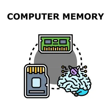 Computer memory and brain storage concept illustration Stock Illustration
