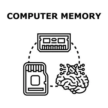Computer memory and brain storage concept illustration Stockillustratie