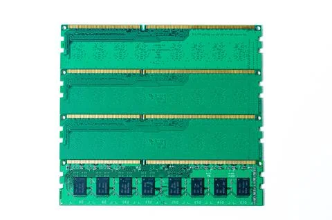 Computer memory card Close up memory socket on board computer server Stock Photos