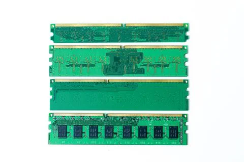 Computer memory card Close up memory socket on board computer server Stock Photos