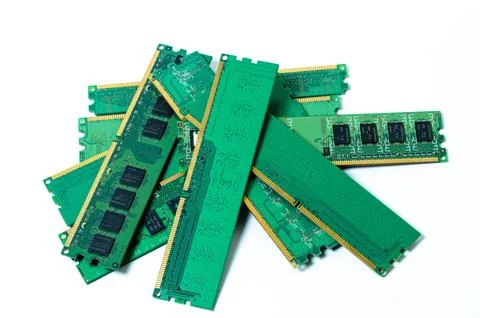 Computer memory card Close up memory socket on board computer server Stock Photos