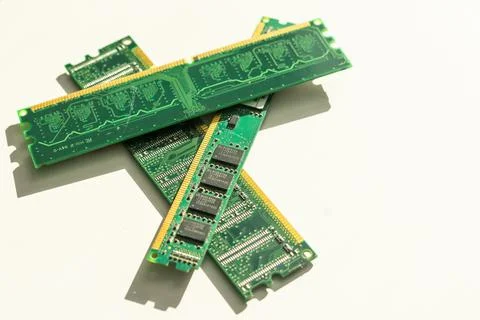 Computer memory card Close up memory socket on board computer server RAM on Stock Photos