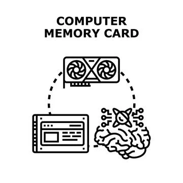 Computer memory card concept illustrating digital technology and data storage Illustrazione stock