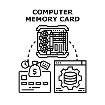 Computer memory card for data storage and technology Stock Illustration