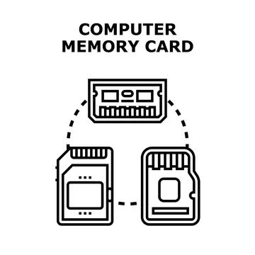 Computer memory card storage devices connecting digital information 스톡 일러스트