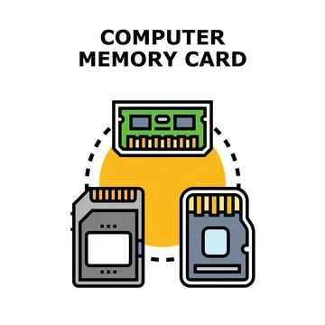 Computer memory card storage devices connecting digital information Stock Illustration
