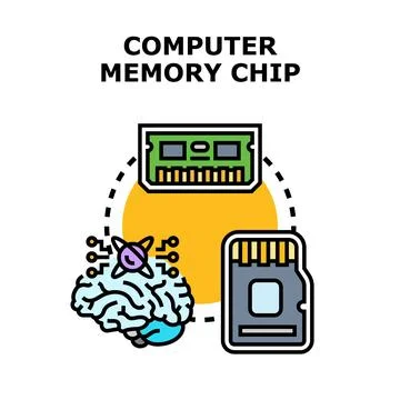 Computer memory chip concept connecting hardware and intelligence Stock Illustration