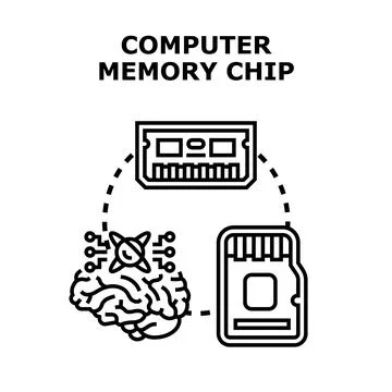 Computer memory chip concept connecting hardware and intelligence Stock Illustration