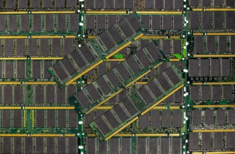 Computer memory chips background Foto stock