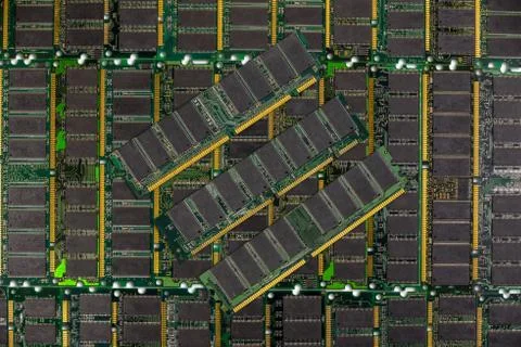 Computer memory chips background Stock Photos