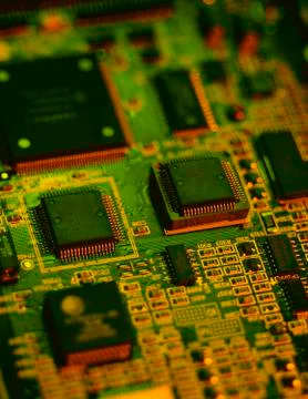 COMPUTER MEMORY CHIPS ON CIRCUIT BOARD 写真素材