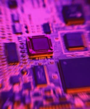 COMPUTER MEMORY CHIPS ON CIRCUIT BOARD Stock Photos