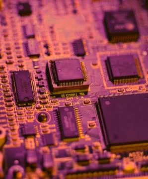 COMPUTER MEMORY CHIPS ON CIRCUIT BOARD 写真素材