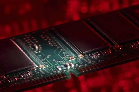 Computer memory closeup Computer memory closeup in red ambiance Copyright:... Stock Photos