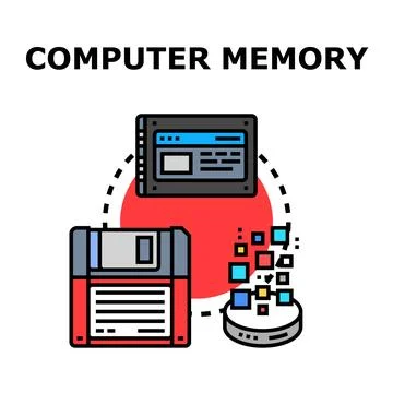 Computer memory evolution and digital data storage concept Stock Illustration
