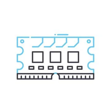 Computer memory line icon, outline symbol, vector illustration, concept sign Illustrazione stock