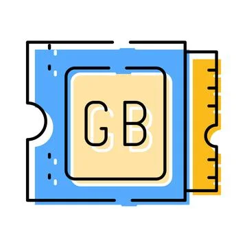 Computer memory module chip with gb symbol Stock Illustration
