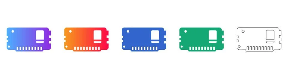 Computer Memory Module Icon Set 스톡 일러스트