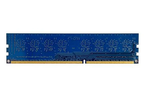 Computer memory module PCB solder points with gold edge connector Stock Photos