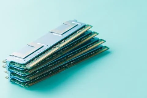 Computer memory modules on the aquamarine background Stock Photos