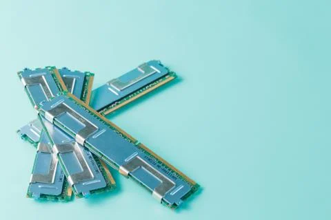 Computer memory modules on the aquamarine background Stock Photos
