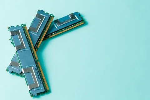Computer memory modules on the aquamarine background Stock Photos